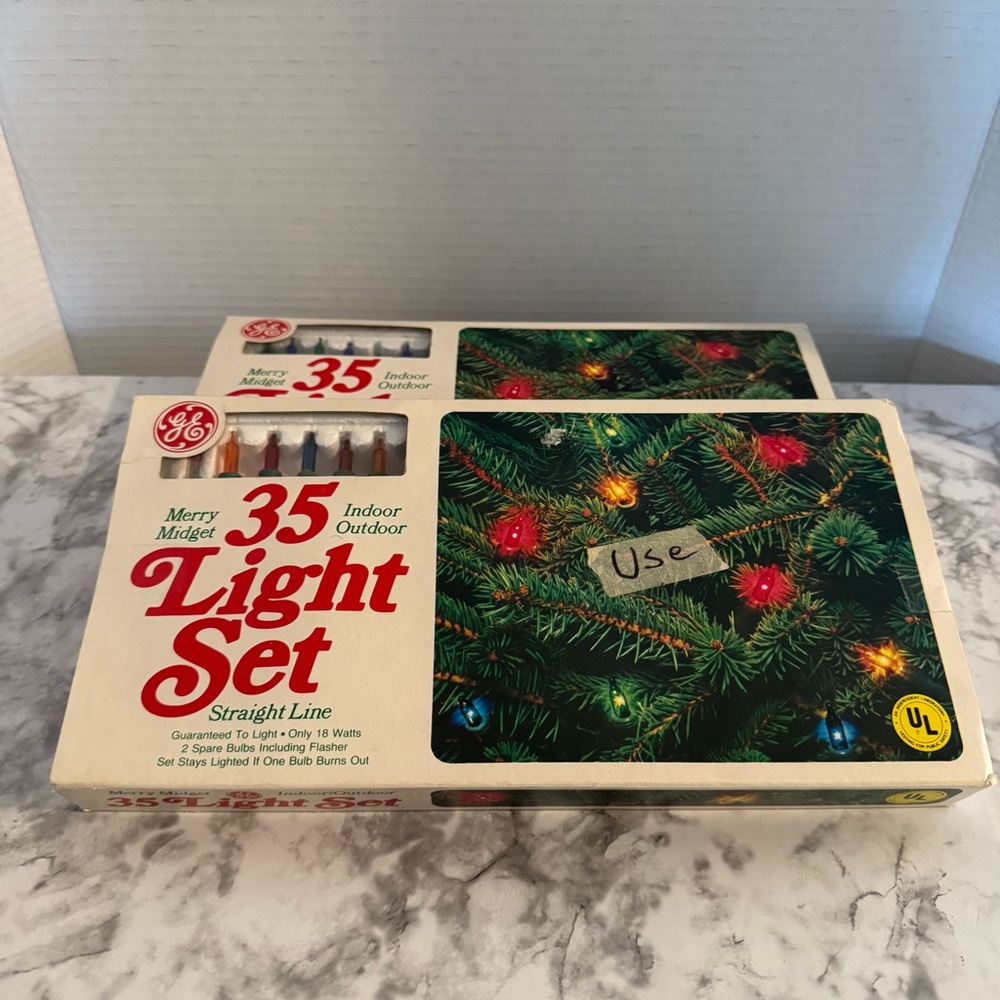 Set Of 2 Vtge GE Merry Midget Christmas 35 Multicolor Lights Set Indoor/Outdoor